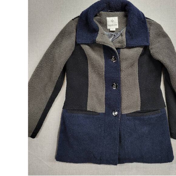Weather‎ Tamer Women's Coat Jacket S Blue Gray Colorblock Fleece Lined Button - Picture 10 of 14